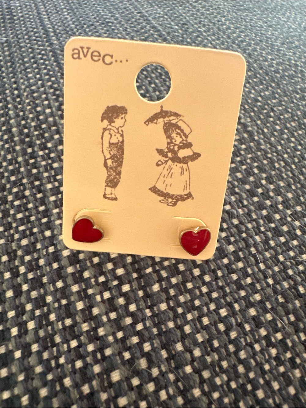 Tiny Red Heart Enamel Stud Earrings NWT